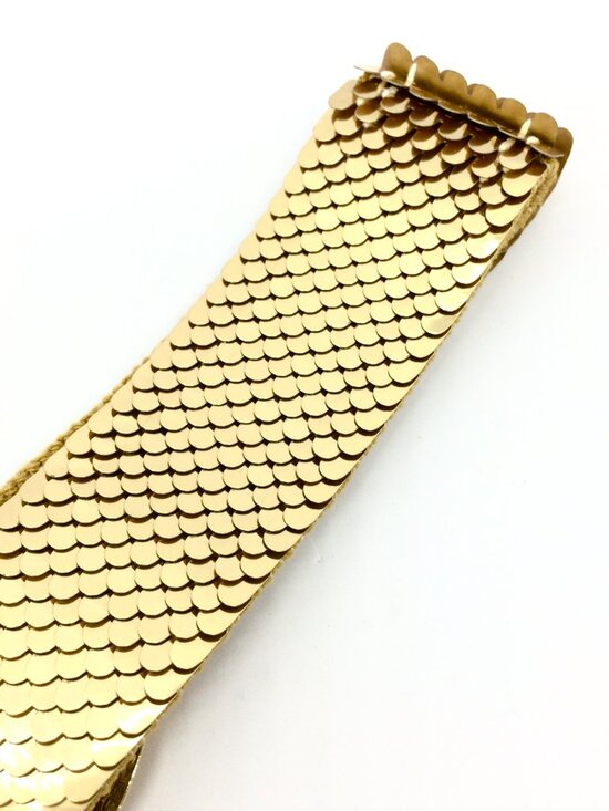 VINTAGE GOLD TONE Stretch Belt Day Lor Wide Scale Statement Disco Waist Cinch main image 7